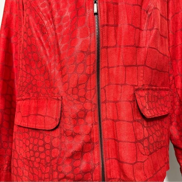 Tribal Studio Red Faux Suede Jacket Snakeskin Print Coat size PM - Picture 3 of 7